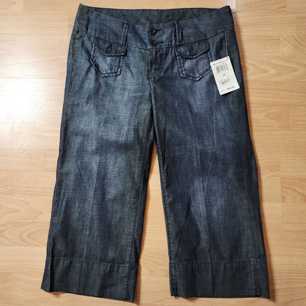 NWT Lucky Brand Denim Capri Crop Wideleg Jeans Size 8‎